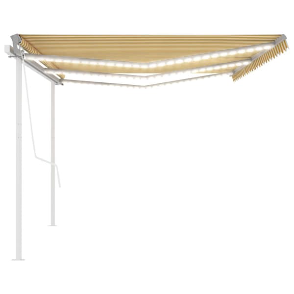 vidaXL Sisäänkelattava markiisi LED/tuulisensori 6x3,5m keltavalkoinen -  Markiisit