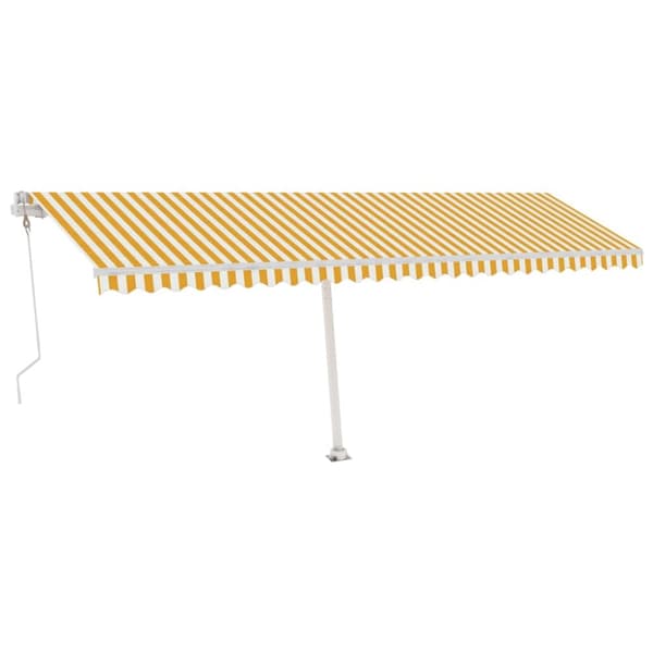 vidaXL Sisäänkelattava markiisi LED/tuulisensori 600x350 cm keltavalk. - Markiisit