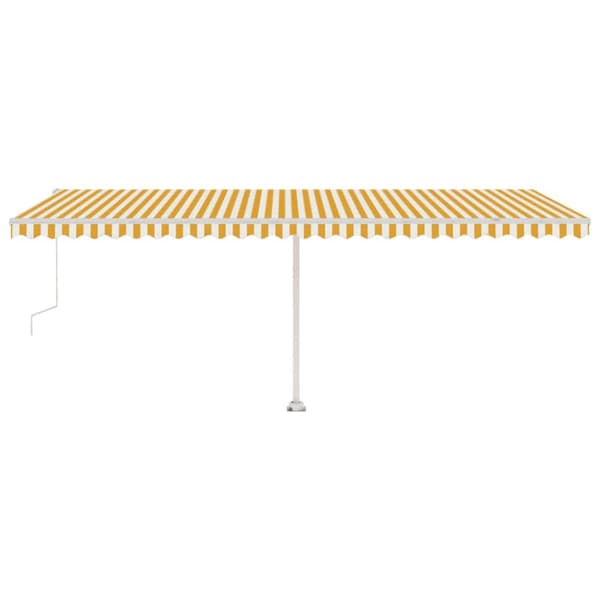 vidaXL Sisäänkelattava markiisi LED/tuulisensori 600x350 cm keltavalk. - Markiisit