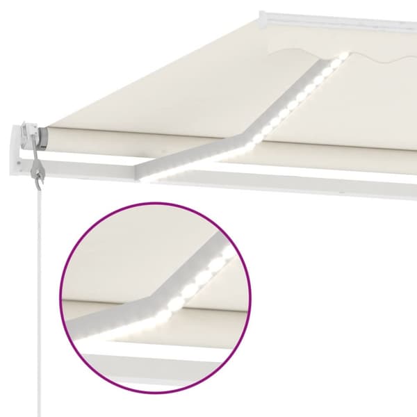 vidaXL markise m. LED + vindsensor 500x350 cm automatisk cremefarvet -  Markiser
