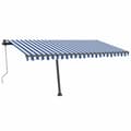 Pikkukuva 3 / 11: vidaXL Vapaasti seisova sisäänkelattava markiisi 450x350 cm sinivalk. -  Markiisit