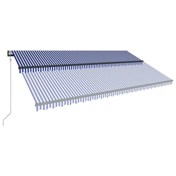 vidaXL Markis med vindsensor & LED 600x300 cm blå och vit -  Markiser