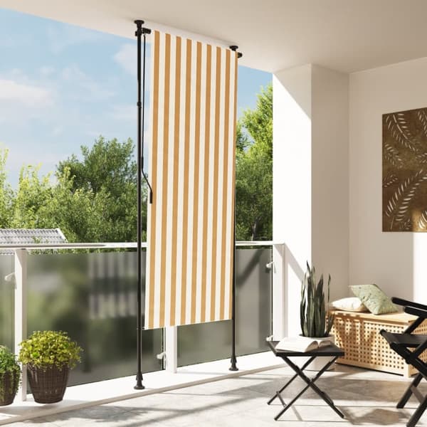 vidaXL Ulkorullaverho oranssivalkoinen 120x270 cm kangas ja teräs - Markiisit