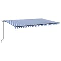 Miniatyrbild 3 av 8: vidaXL Markis manuellt infällbar med LED 500x300 cm blå och vit -  Markiser