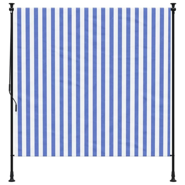 vidaXL Rullgardin utomhus blå och vit 200x270 cm tyg&stål - Markiser