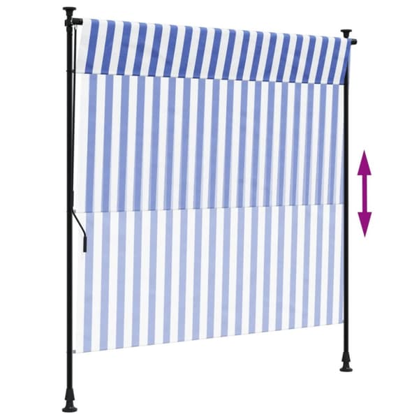 vidaXL Rullgardin utomhus blå och vit 200x270 cm tyg&stål -  Markiser
