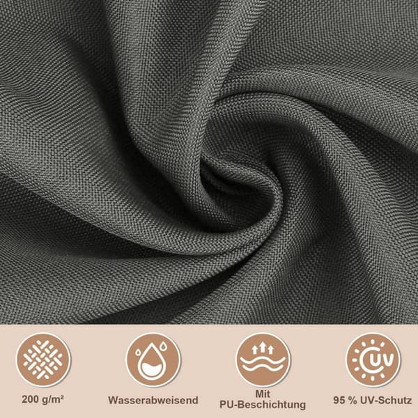 Rootz Premium Outdoor Sun Sail Shade - Solsejlshage - UV Blocker - Vandtæt, UV-beskyttelse, Holdbar - 5m x 5m - Mørkegrå