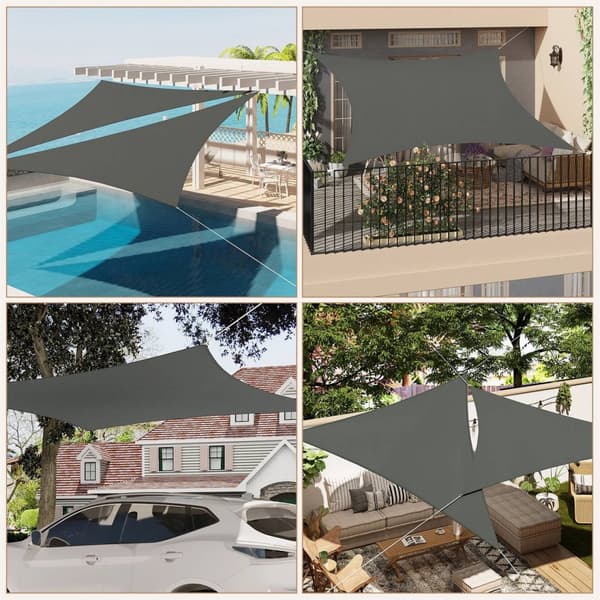 Rootz Premium Outdoor Sun Sail Shade - Solsejlshage - UV Blocker - Vandtæt, UV-beskyttelse, Holdbar - 5m x 5m - Mørkegrå