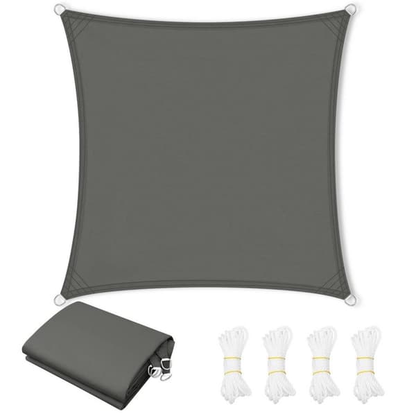 Rootz Premium Outdoor Sun Sail Shade - Solsejlshage - UV Blocker - Vandtæt, UV-beskyttelse, Holdbar - 5m x 5m - Mørkegrå