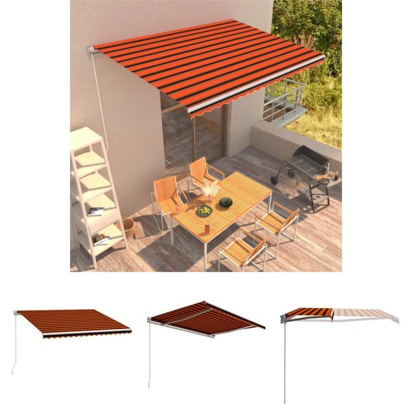 The Living Store Markis manuellt infällbar 450x300 cm orange och brun -  Markiser