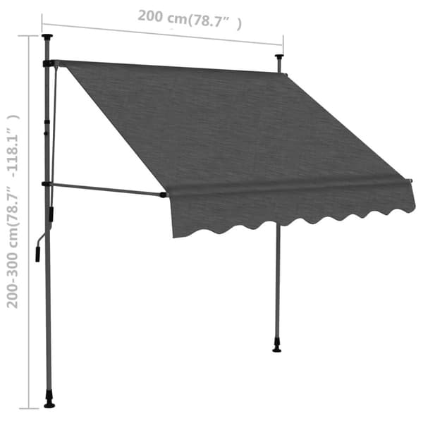 The Living Store Sisäänkelattava markiisi LED-valoilla 200 cm antrasiitti - Markiisit