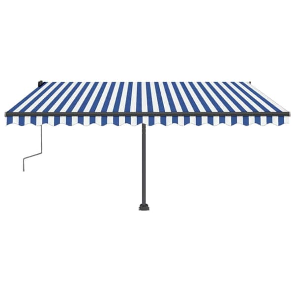 The Living Store Vapaasti seisova sisäänkelattava markiisi 400x350 cm sinivalk. - Markiisit