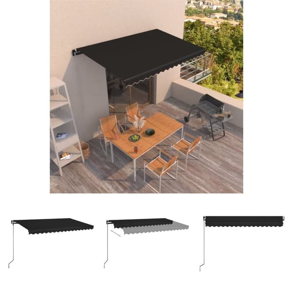 The Living Store Markis manuellt infällbar 400x350 cm antracit -  Markiser