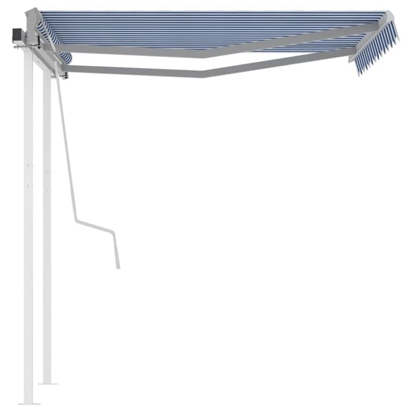 The Living Store Markis med stolpar manuellt infällbar 3x2,5 m blå och vit - Markiser