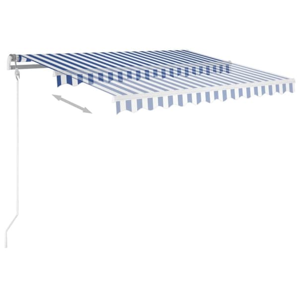 The Living Store Markis med stolpar manuellt infällbar 3x2,5 m blå och vit - Markiser