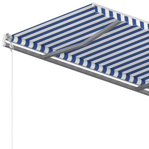 The Living Store Markis med stolpar manuellt infällbar 3x2,5 m blå och vit - Markiser