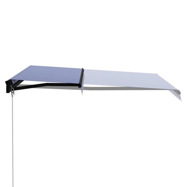 The Living Store Markis manuellt infällbar med LED 300x250 cm blå och vit -  Markiser