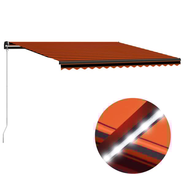 The Living Store Markis manuellt infällbar med LED 400x300 cm orange och brun - Markiser