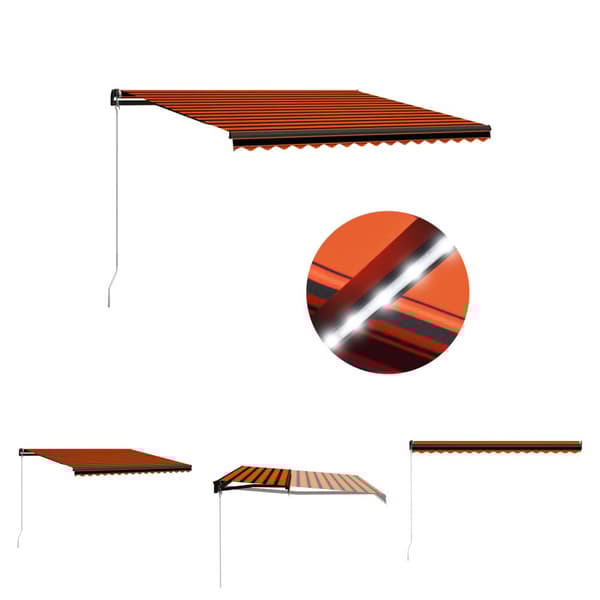 The Living Store Markis manuellt infällbar med LED 400x300 cm orange och brun - Markiser