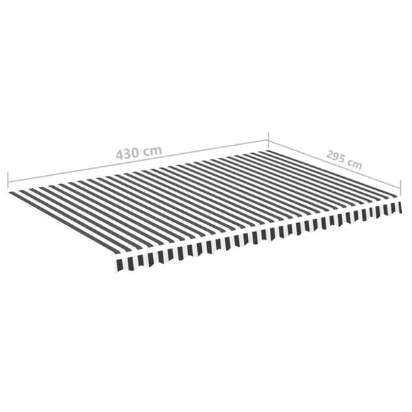 The Living Store udskiftningsdug til markise 4,5x3 m antracitgrå og hvid -  Markiser