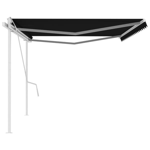 The Living Store Markis med stolpar manuellt infällbar 5x3 m antracit -  Markiser