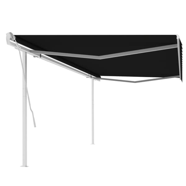 The Living Store Markis med stolpar manuellt infällbar 5x3 m antracit -  Markiser