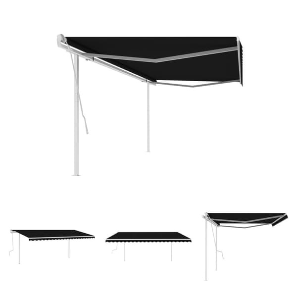 The Living Store Markis med stolpar manuellt infällbar 5x3 m antracit - Markiser