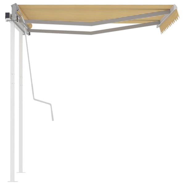 The Living Store foldemarkise m. stolper 3,5x2,5 m manuel betjening gul og hvid -  Markiser