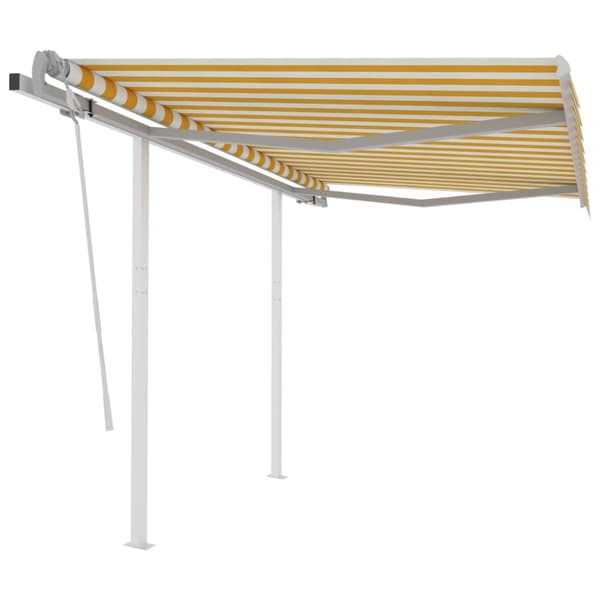 The Living Store foldemarkise m. stolper 3,5x2,5 m manuel betjening gul og hvid -  Markiser