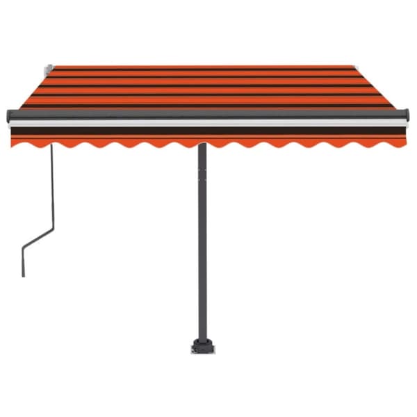 The Living Store markise m. LED-lys 350x250 cm manuel betjening orange og brun -  Markiser