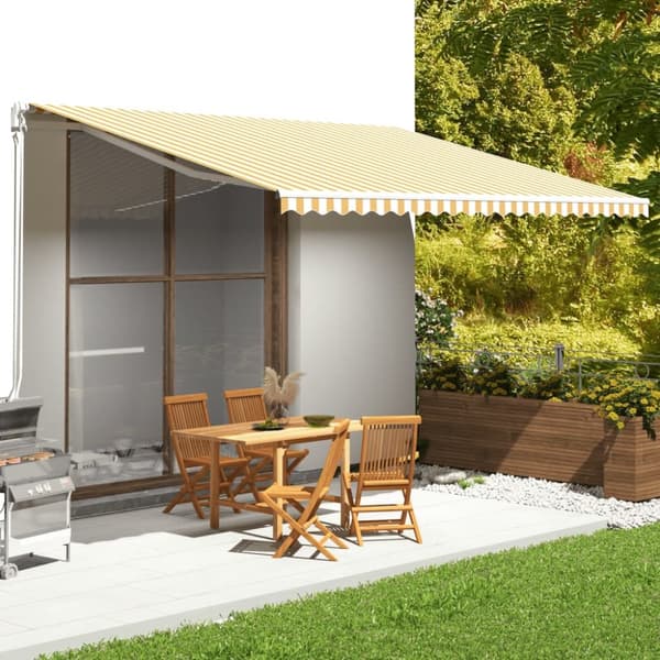 The Living Store udskiftningsdug til markise 5x3,5 m gul og hvid -  Markiser