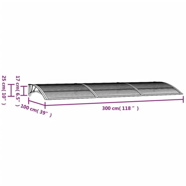 The Living Store dørbaldakin 300x100 cm polycarbonat sort -  Markiser