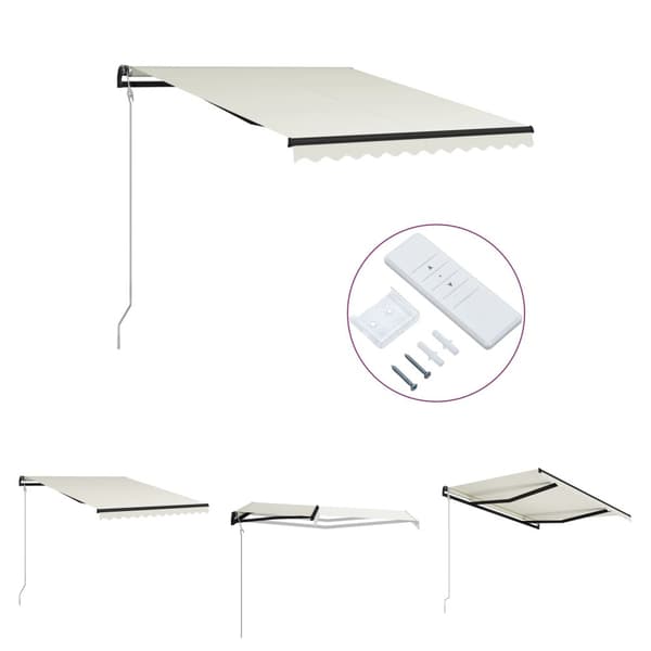 The Living Store Automaattisesti sisäänkelattava markiisi 300x250 cm kerma -  Markiisit