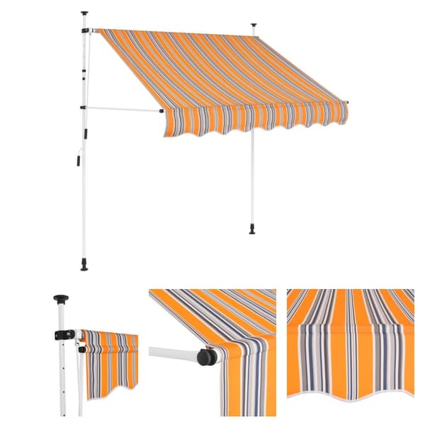 The Living Store Markis manuellt infällbar 100 cm gula och blå ränder -  Markiser