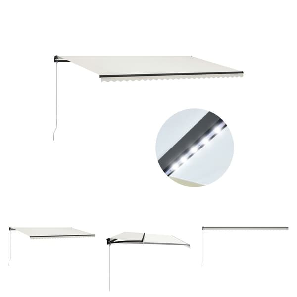 The Living Store Markis manuellt infällbar med LED 600x300 cm gräddvit - Markiser