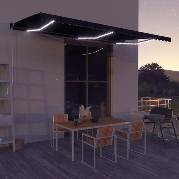 The Living Store Sisäänkelattava markiisi tuulisensori ja LED 500x300cm -  Markiisit