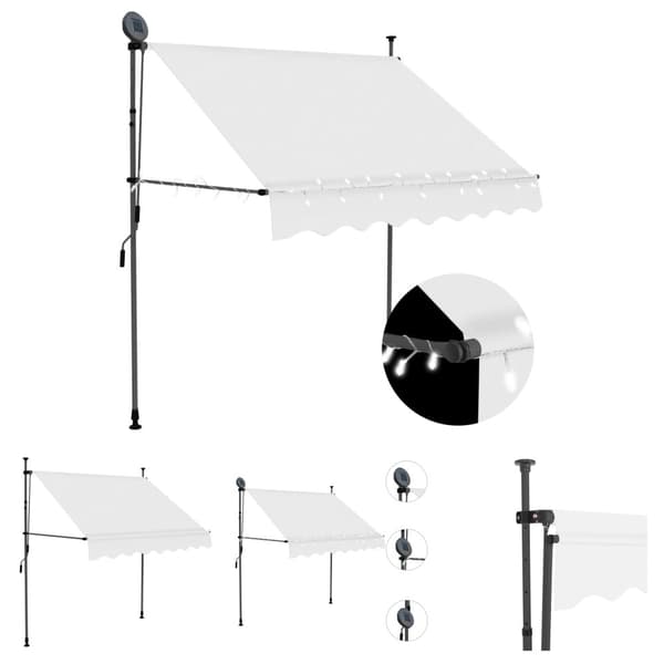 The Living Store Sisäänkelattava markiisi LED-valoilla 200 cm kerma - Markiisit