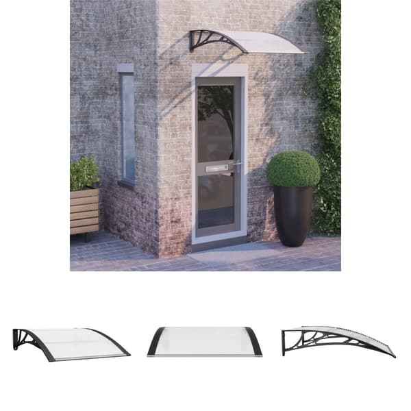 The Living Store dørbaldakin 100x75 cm polycarbonat sort og transparent -  Markiser