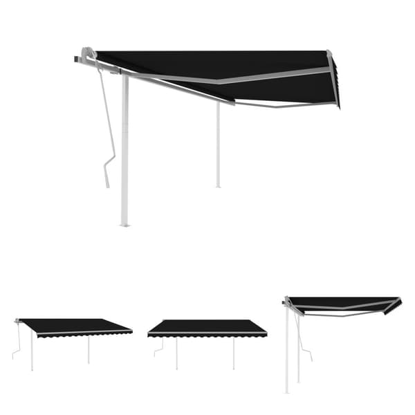 The Living Store Manuaalisesti kelattava markiisi tolpilla 4,5x3 m antrasiitti -  Markiisit