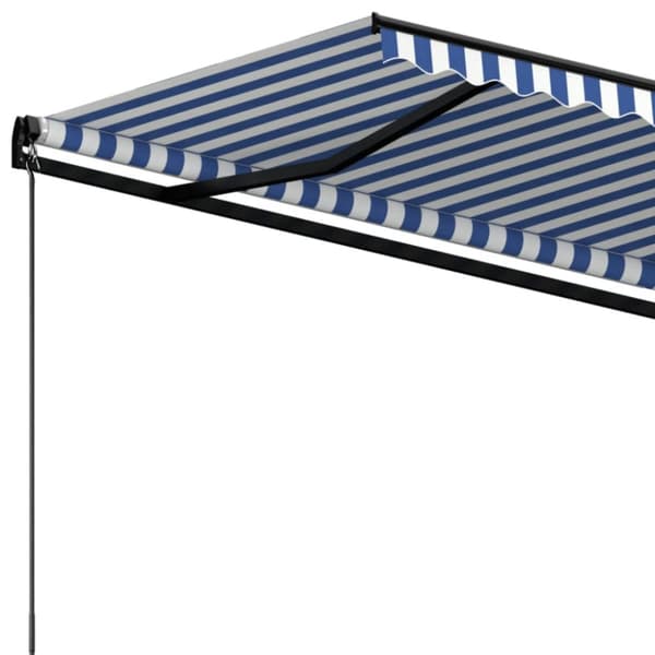 The Living Store Manuaalisesti sisäänkelattava markiisi 500x350 cm sinivalk. - Markiisit