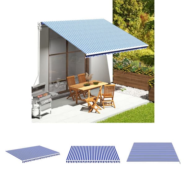 The Living Store udskiftningsdug til markise 4,5x3,5 m blå og hvid - Markiser