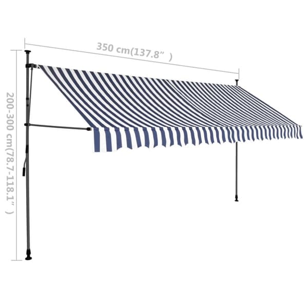 The Living Store Sisäänkelattava markiisi LED-valoilla 350 cm sininen/valkoinen -  Markiisit
