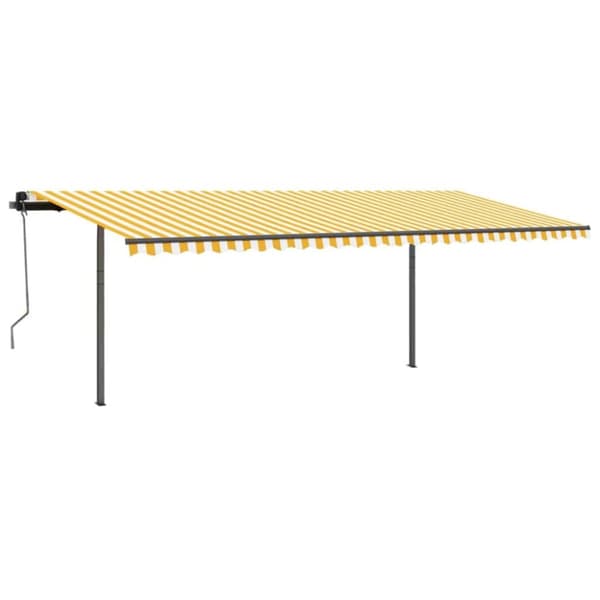 The Living Store Markis med stolpar manuellt infällbar 3,5x2,5 m gul och vit - Markiser