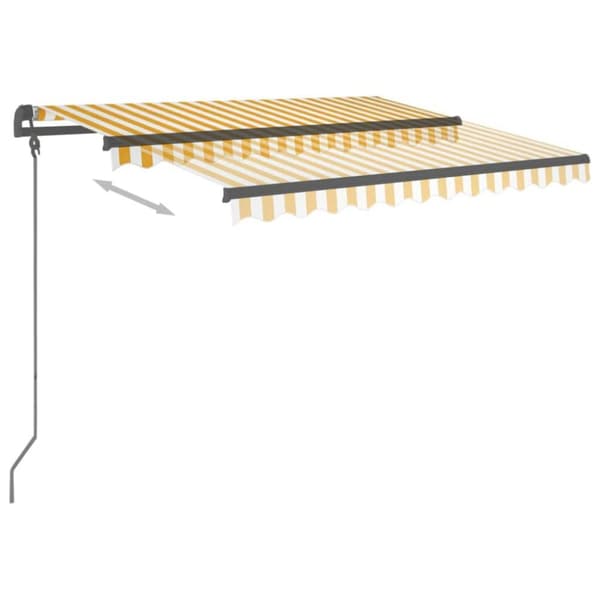 The Living Store Markis med stolpar manuellt infällbar 3,5x2,5 m gul och vit - Markiser