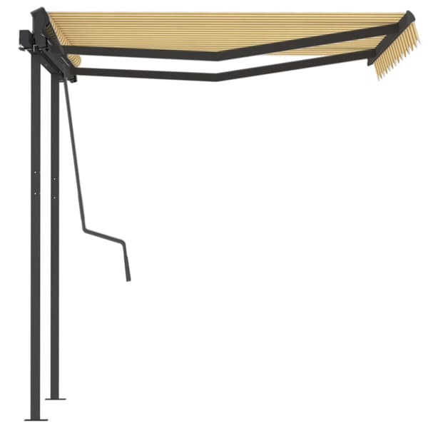 The Living Store Markis med stolpar manuellt infällbar 3,5x2,5 m gul och vit - Markiser