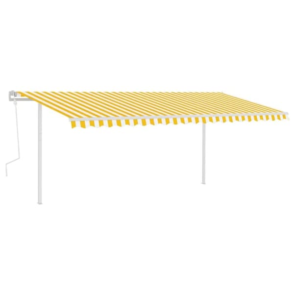 The Living Store Markis med stolpar manuellt infällbar 5x3 m gul och vit - Markiser