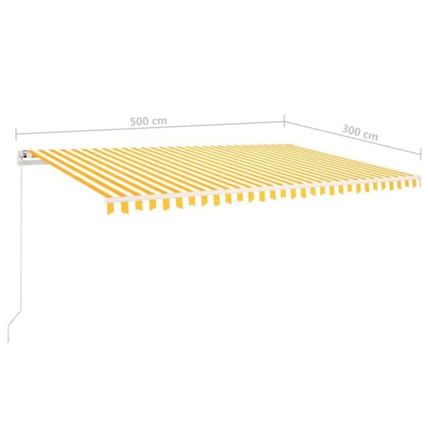 The Living Store Markis med stolpar manuellt infällbar 5x3 m gul och vit - Markiser