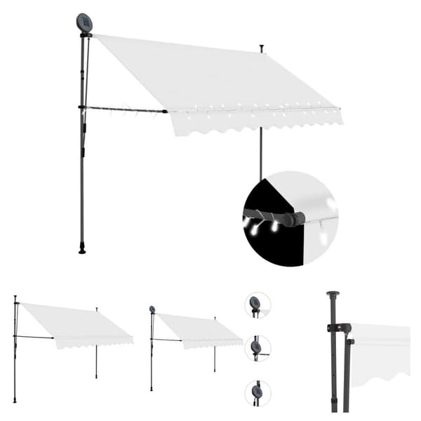 The Living Store Sisäänkelattava markiisi LED-valoilla 300 cm kerma -  Markiisit