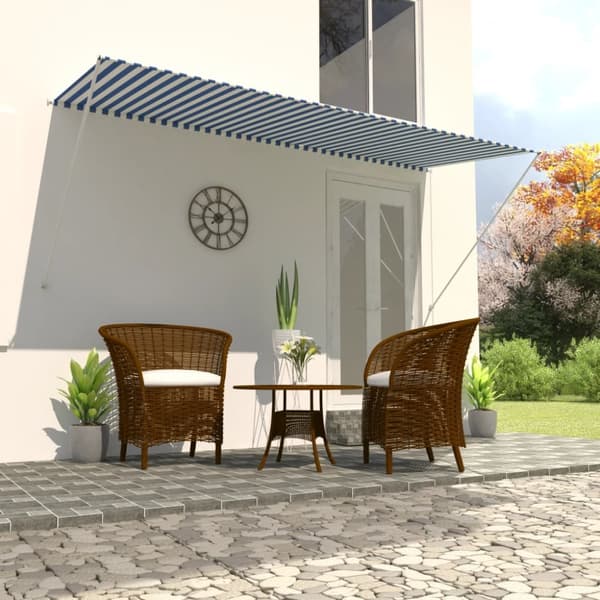 The Living Store Sisäänkelattava markiisi 300x150 cm sininen ja valkoinen -  Markiisit