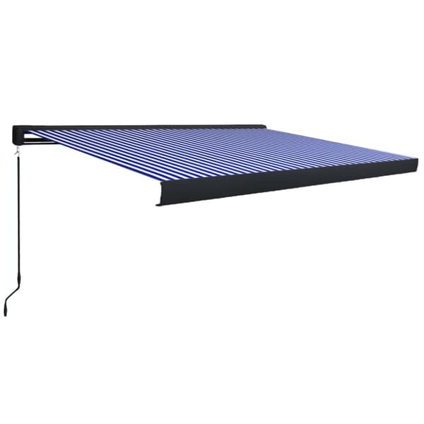 The Living Store Manuaalinen kasettimarkiisi 350x250 cm sininen ja valkoinen - Markiisit